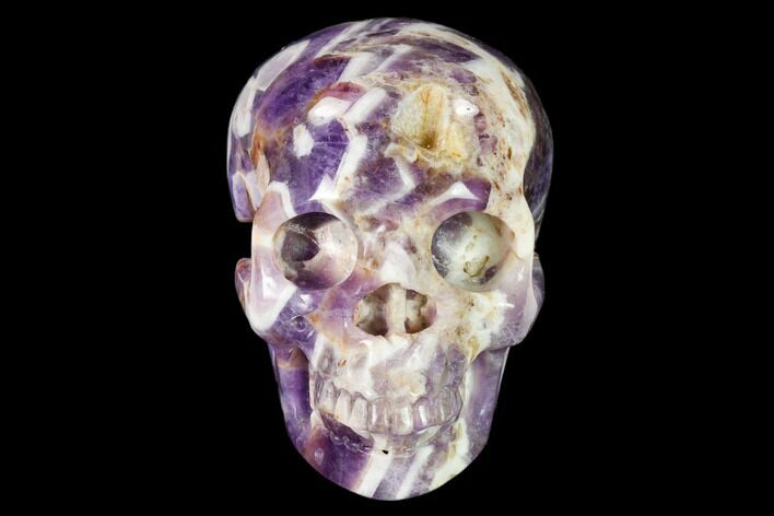 Realistic, Carved Chevron Amethyst Skull #150974
